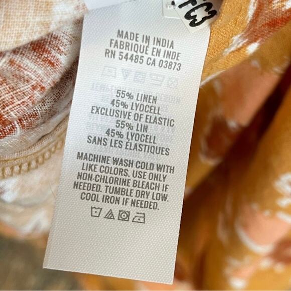 Aerie AEO Linen Blend Halter Midi Maxi Aztec Dress High Low Orange XL NWOT - Picture 4 of 4